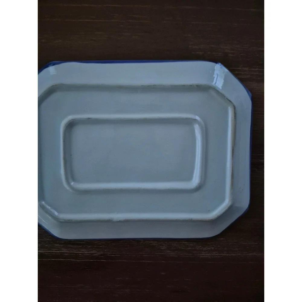 Unbranded‎ Serving Tray Unisex 9x6 White Blue Floral Fruit Folk Art Platter
